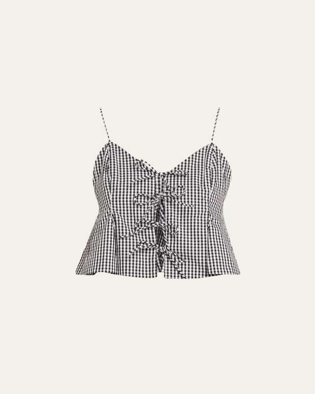 Neci Gingham Tie-Front Cami